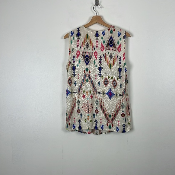 Vilagallo Sleeveless Deep V Neck Womens L Pullover Metallic Multicolor Tunic Top - Picture 4 of 8